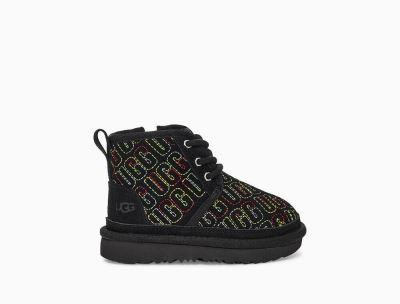 UGG Neumel II Graphic Stitch Toddlers Boots Black - AU 47OJ